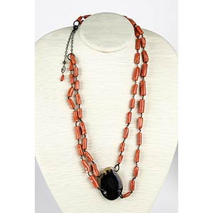 Mediterranean coral and horn necklace - mark ... 