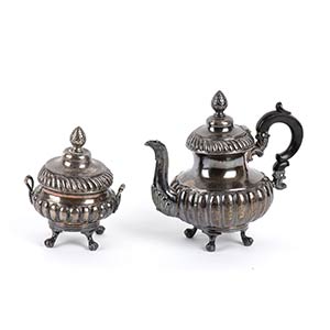 Italian silver teapot and sugar bowl - ... 