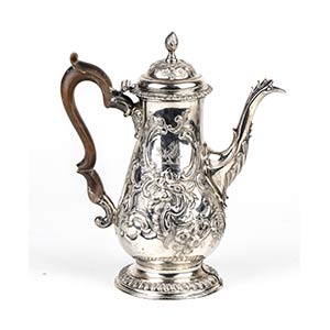 English sterling silver Georgian coffee pot ... 