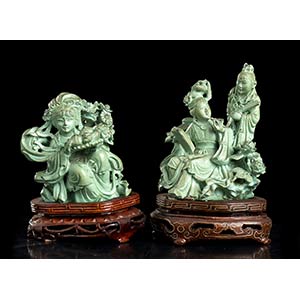 TWO TURQUOISE SCULPTURES
China, 20th ... 