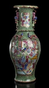 A LARGE CANTON PORCELAIN WITH POLYCHROME ... 