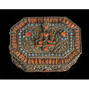 TWO INLAID METAL BOXES 
Nepal, ... 