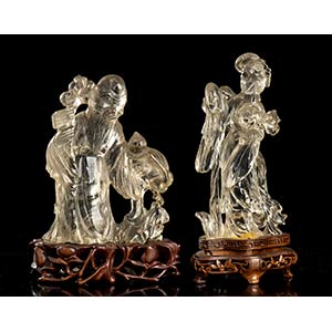 TWO ROCK CRYSTAL FIGURES
China, 20th ... 