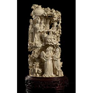 AN IVORY GROUP WITH FIGURES
China, early ... 