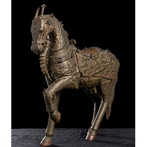 A WOODEN AND COPPER HORSE
India, 20th ... 