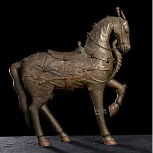 A WOODEN AND COPPER HORSE
India, ... 