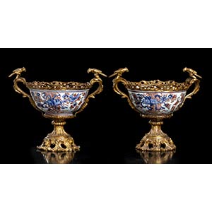 A PAIR OF OVERDECORATED IN EUROPE PORCELAIN ... 