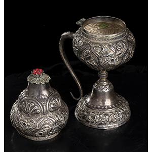 A SILVER CONTAINER AND LID
Iran, ... 