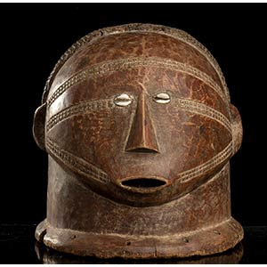 A WOOD AND COWRIE-SHELLS MASK, ... 