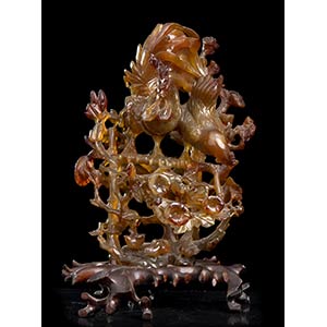AN AGATE FLORAL COMPOSITION
China, 20th ... 