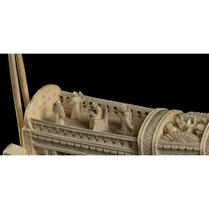 AN IVORY MODEL OF A BOAT WITH ... 