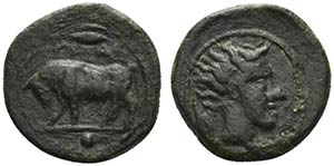 Sicily, Gela, c. 420-405 BC. Æ Onkia (12mm, ... 