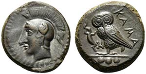 Sicily, Kamarina, c. 410-405 BC. Æ Tetras ... 