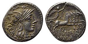 M. Aburius M.f. Geminus, Rome, 132 BC. AR ... 