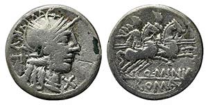 Q. Minucius Rufus, Rome, 122 BC. AR Denarius ... 