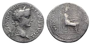 Tiberius (14-37). AR Denarius (19mm, 2.71g, ... 