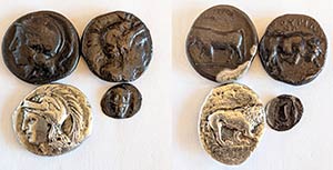 Magna Graecia, lot of 4 AR coins, to be ... 