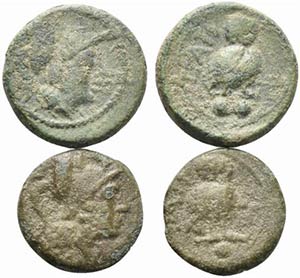 Northern Apulia, Teate, lot of 2 Æ coins, ... 