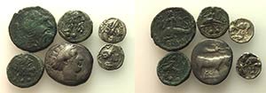 Lot of 6 Greek AR and Æ coins, to be ... 