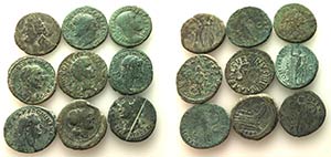 Lot of 9 Greek and Roman Imperial Æ coins, ... 