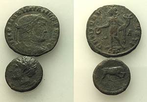 Mixed lot of 2 Æ Greek and Roman Imperial ... 