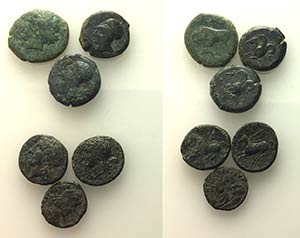 Mixed lot of 6 Æ Greek and Roman Æ coins, ... 