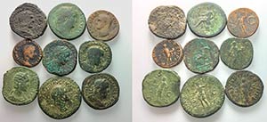 Lot of 9 Roman Imperial Æ, to be catalog. ... 