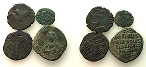 Lot of 4 Byzantine and Medieval Æ coins, to ... 