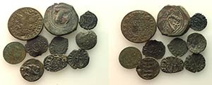 Lot of 10 Medieval and Modern Æ and BI ... 