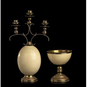 CNADLESTICK AND GOBLET WITH EGGS  ... 
