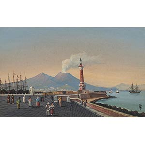 ANONIMOVeduta del Vesuvio sul porto con il ... 