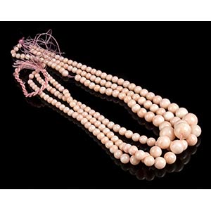 3 pink coral beads loose ... 