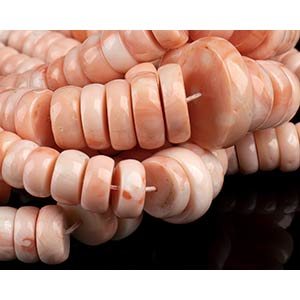 6 pink coral washer beads loose ... 