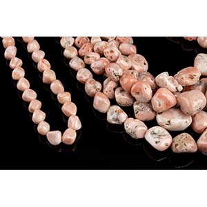 6 pink coral freeform nugget beads ... 