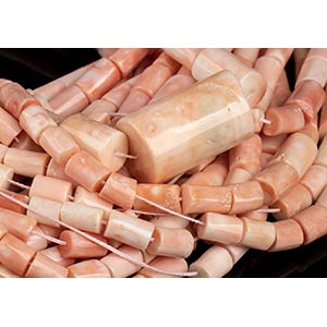 23 pink coral tube shape beads  ... 