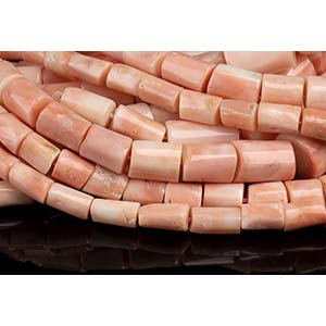 16 pink coral tube shape beads  ... 