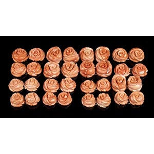 16 coppie di rose in corallo cerasuolo ... 