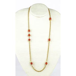 Gold, Cerasuolo coral and diamonds necklace ... 