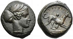 Sicily, Segesta, c. 390-380 BC. Æ (18mm, ... 