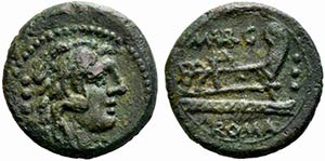 M. Vargunteius, Rome, 130 BC. Æ Quadrans ... 