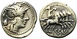 C. Cassius, Rome, 126 BC. AR Denarius (18mm, ... 
