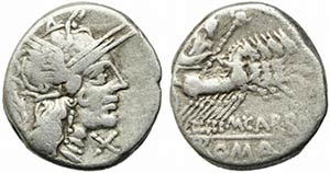 M. Papirius Carbo, Rome, 122 BC. AR Denarius ... 