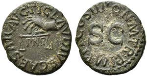 Claudius (41-54). Æ Quadrans (17mm, 2.77g). ... 