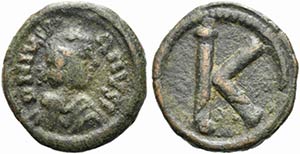 Justinian I (527-565). Æ 20 Nummi (19mm, ... 