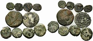 Lot of 10 Oriental Greek Æ and AR coins, to ... 