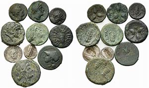 Magna Graecia, lot of 10 AR and Æ coins, to ... 