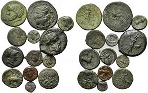 Sicily, lot of 13 Æ coins, to be catalog. ... 