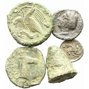 Sicily, lot of 5 AR and Æ coins, to be ... 