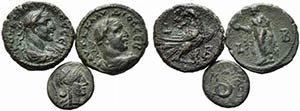 Lot of 3 Greek (Mysia, Pergamon) and Roman ... 