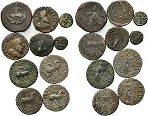 Lot of 10 Oriental Greek Æ and BI coins, to ... 